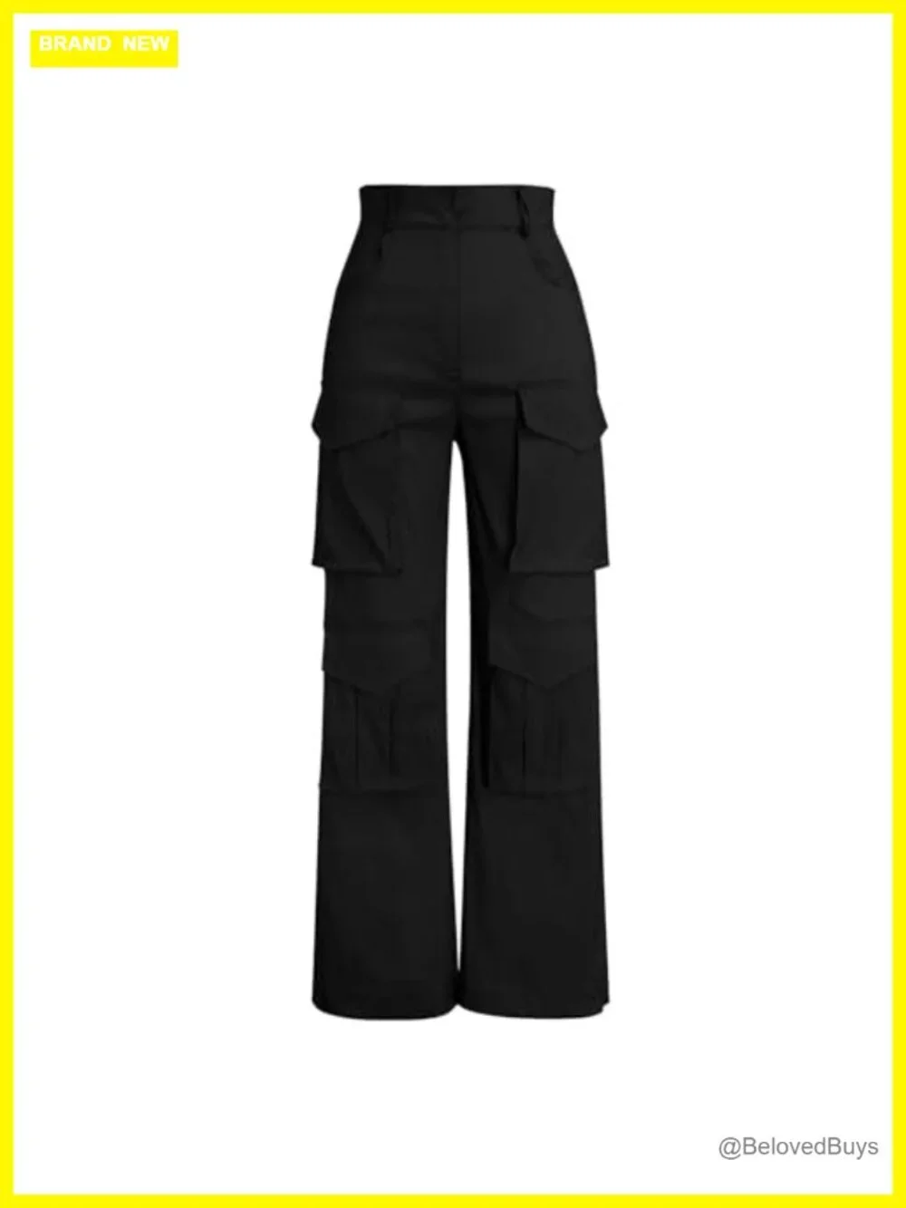 High Rise Cargo Pants with Pockets Y2K Hip Hop Wide Leg